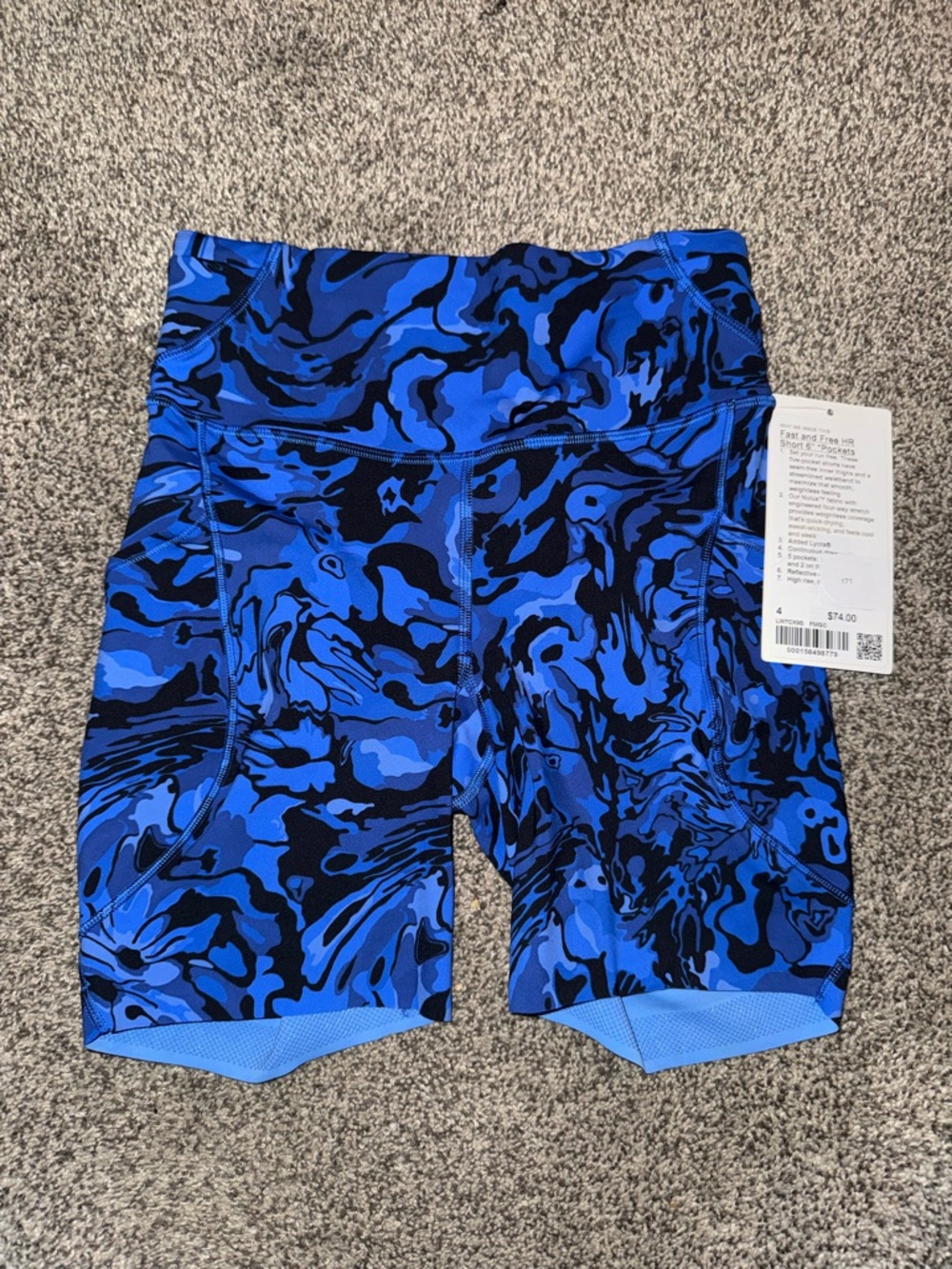 lululemon athletica Blue and Black Patterned Bike Shorts